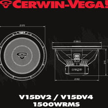 Charger l'image dans la galerie, Cerwin-Vega V15DV4  4500W 15" Vega Series Dual 4-ohm Subwoofer