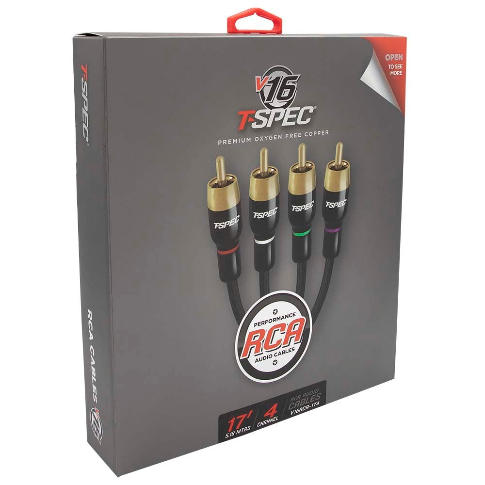 T-SPEC V16RCA-174 V16 Series 4 Channel RCA Audio Cables - 17 Feet