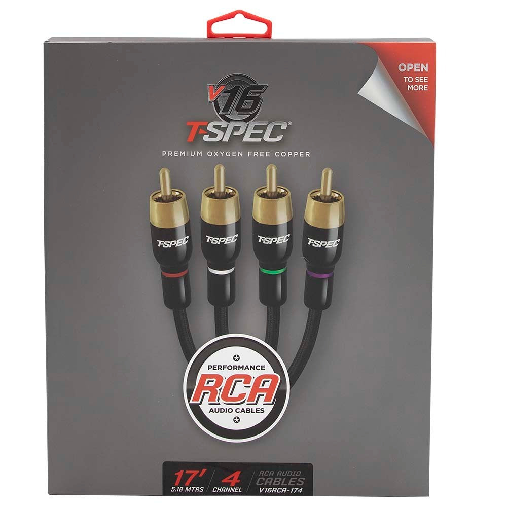 T-SPEC V16RCA-174 V16 Series 4 Channel RCA Audio Cables - 17 Feet