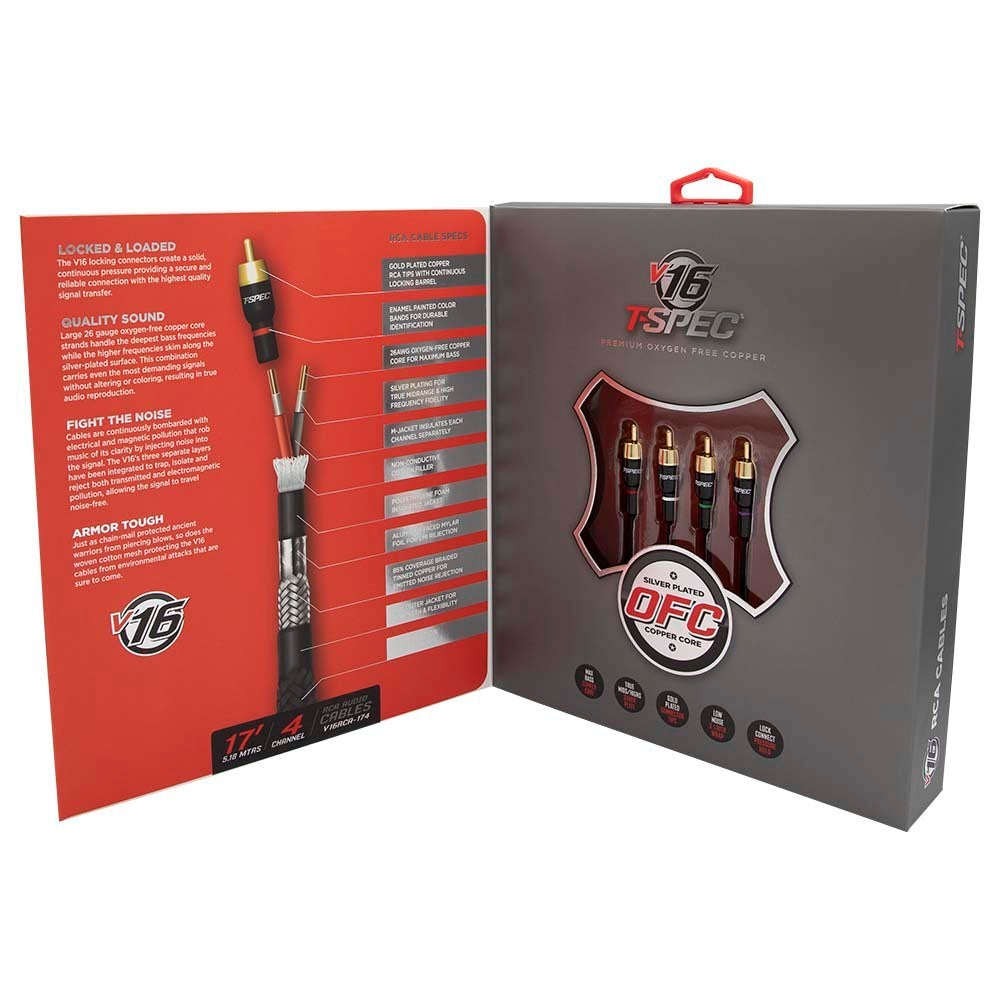T-SPEC V16RCA-174 V16 Series 4 Channel RCA Audio Cables - 17 Feet
