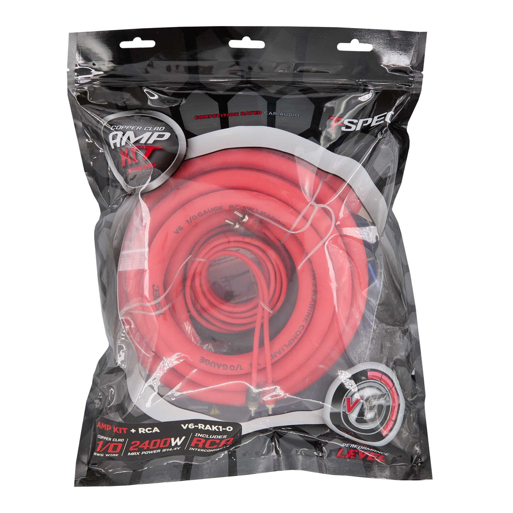 T-SPEC V6-RAK1-0 1/0AWG 2400W Amp Kit With RCA - V6 Series