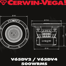 Charger l'image dans la galerie, Cerwin Vega V65DV4 Vega 1500W Subwoofer 6.5" 4Ω DVC Subwoofer