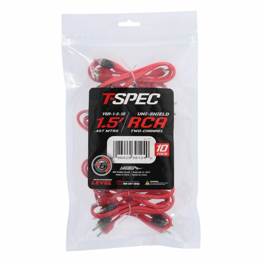 T-SPEC V6R1-5-10 RCA V6 Series 2-Channel Audio Cable - 1.5 FT - 10 Pack