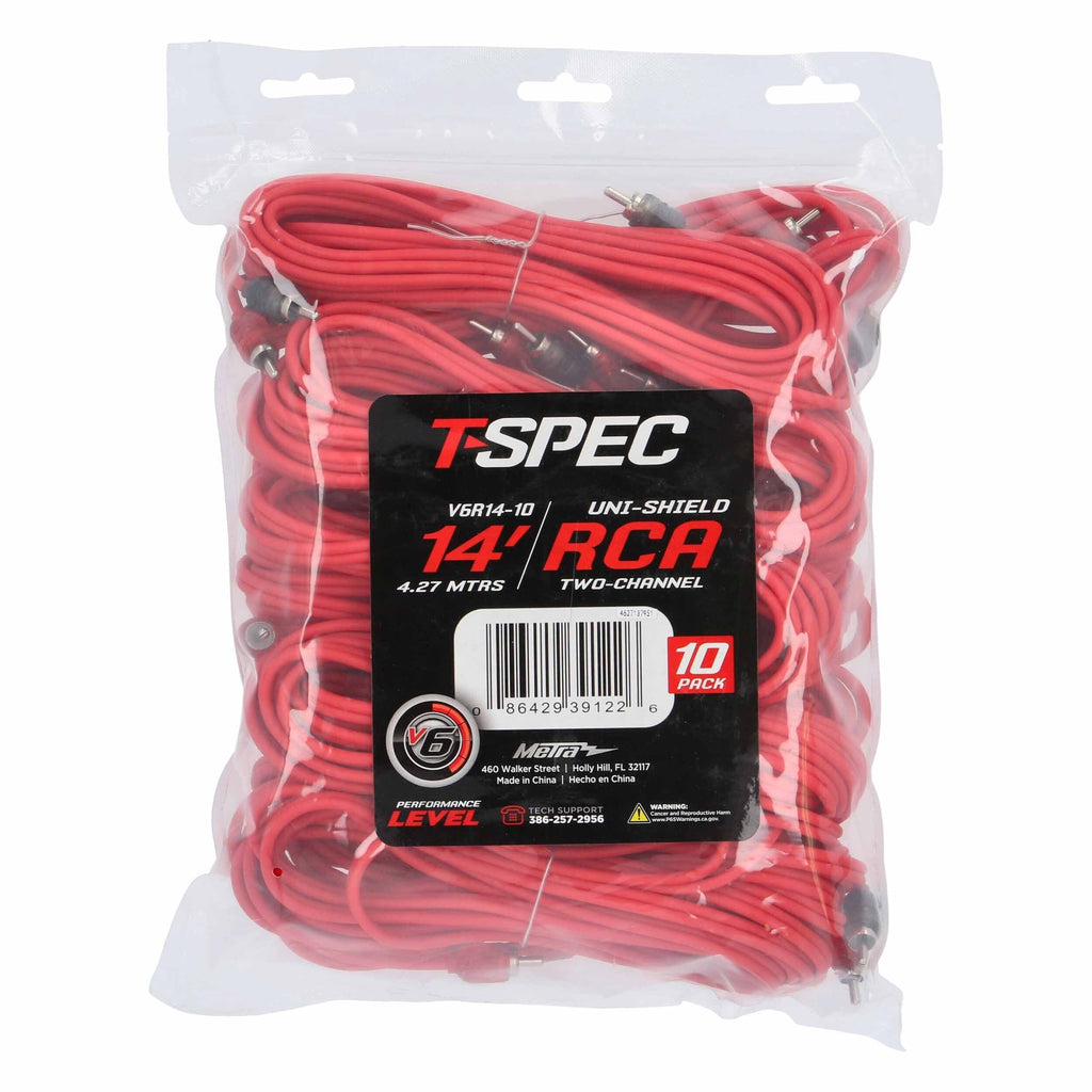 T-SPEC V6R14-10 RCA v6 Series 2-Channel Audio Cable - 14 FT - 10 Pack
