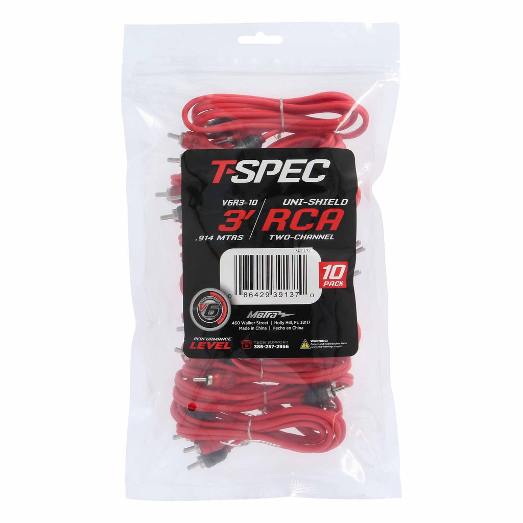 T-SPEC V6R6-10 RCA v6 Series 2-Channel Audio Cable - 3 FT - 10 Pack