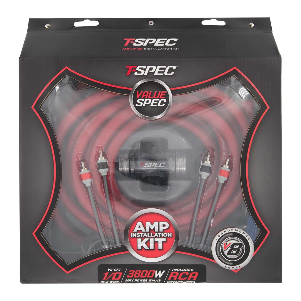 T-SPEC V8-AK1 v8 1/0 AWG Amp Kit - 3800 W with RCA Cable