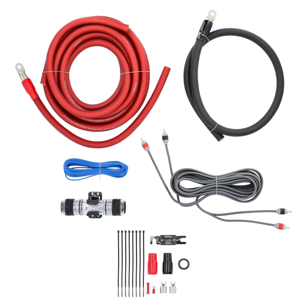 T-SPEC V8-AK1 v8 1/0 AWG Amp Kit - 3800 W with RCA Cable