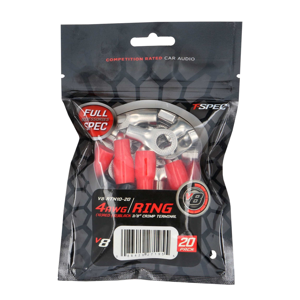 T-SPEC V8-RTN10-20 4 AWG 3/8IN Ring Terminal 20pk - v8 SERIES