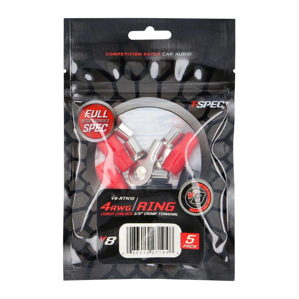 T-SPEC V8-RTN10 4 AWG 3/8IN Ring Terminal 5pk - v8 SERIES