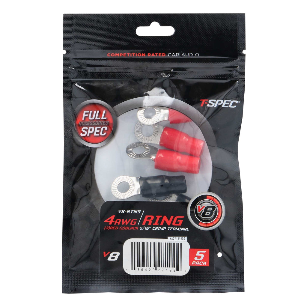 T-SPEC V8-RTN9 4 AWG 5/16IN Ring Terminal 5pk - v8 SERIES