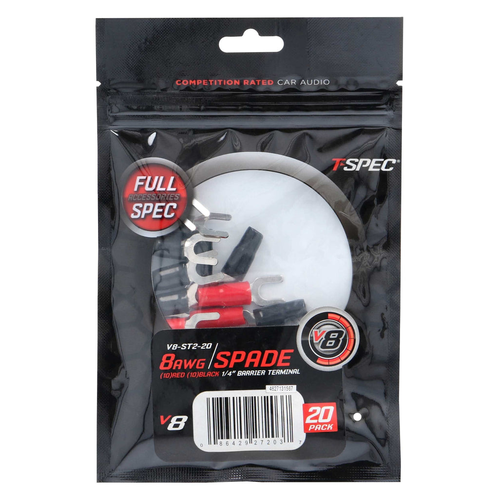 T-SPEC V8-ST2-20 8 AWG 1/4 inch Spade Terminals 20pk - v8 SERIES