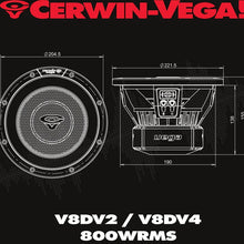 Charger l'image dans la galerie, Cerwin Vega V8DV4 2025 Edition Subwoofer - 8" 4Ω DVC Subwoofer