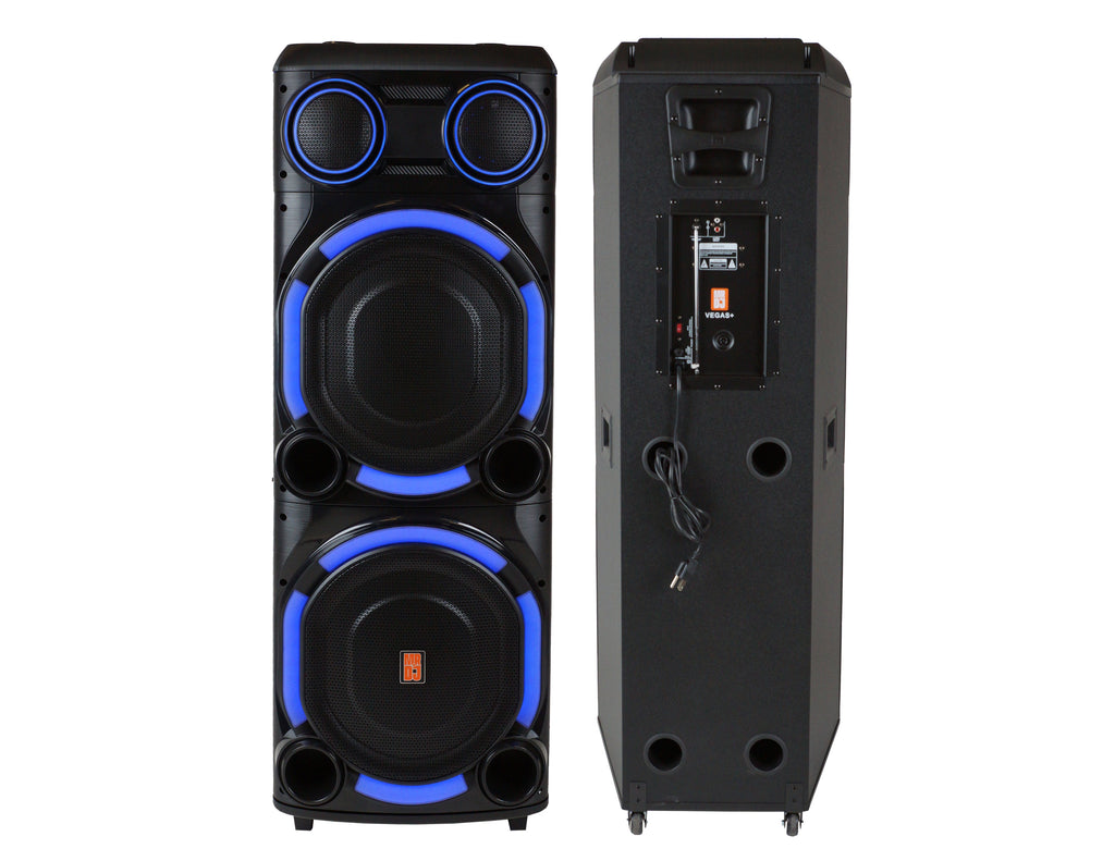 MR DJ VEGAS+ Dual 15” Powered Bluetooth DJ Speaker 6500W Active PA System
