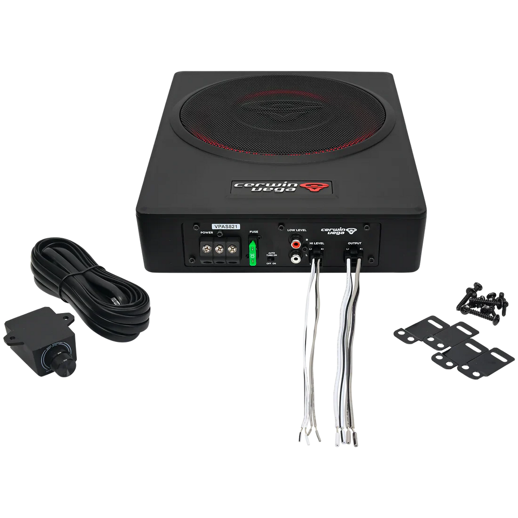 Cerwin Vega VPAS841 8" UNDER-SEAT BASS SOLUTION WITH VEGA BASS + 4 CHANNEL OUTPUT FOR ADDTIONAL SPEAKERS