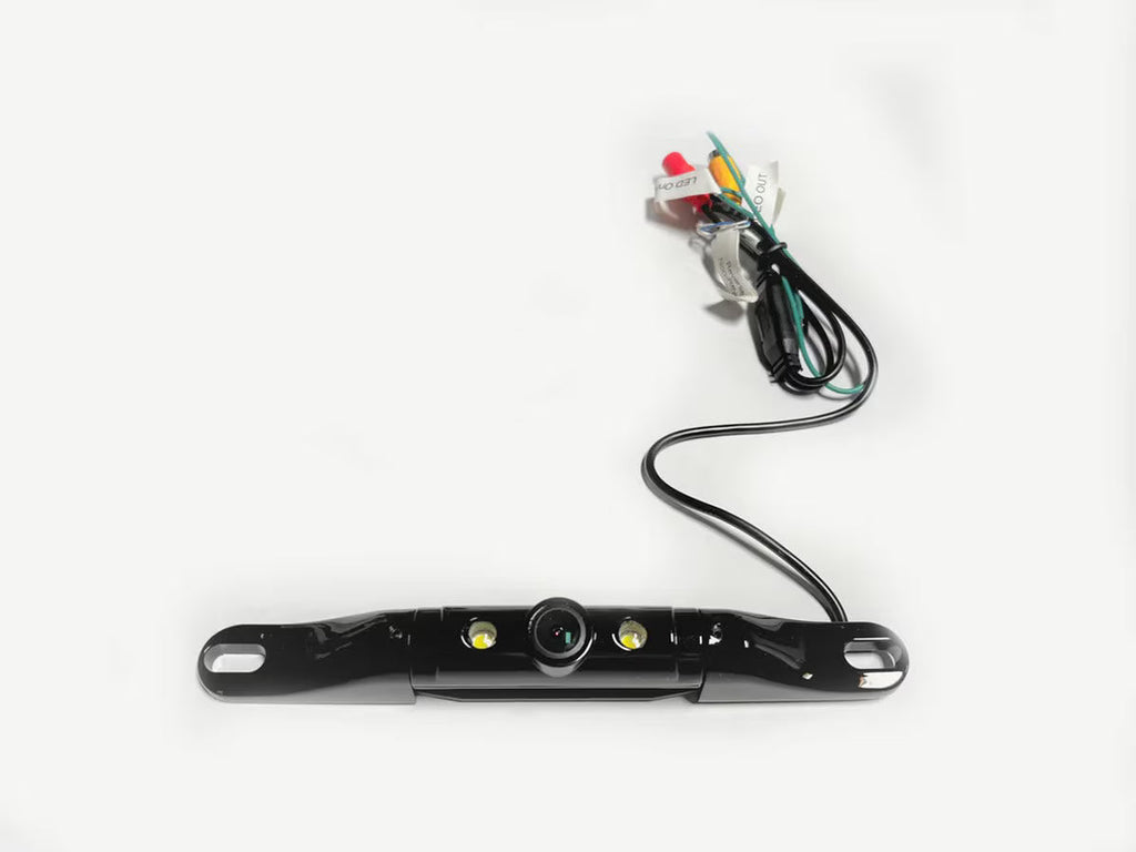 Boyo VTL422TJS Short Length Bar-Type License Plate Backup Camera with LED Lights and Trajectory Parking Lines (Black)