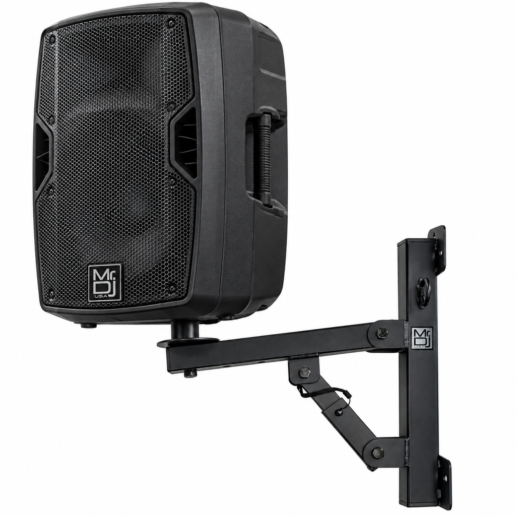 2 MR DJ WM970 PA Speakers Adjustable Wall Mount Brackets 35mm Pole Holder
