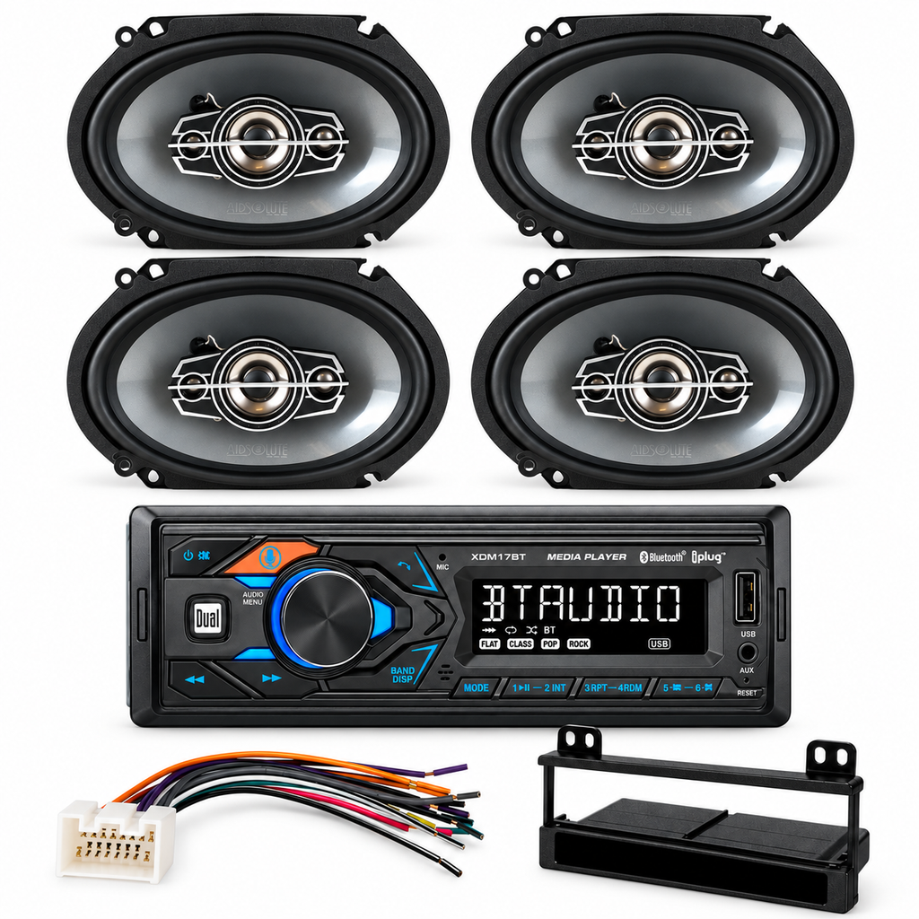 XDM17BT Car Stereo + 2 Pairs TQ-684 Speakers + FMK-550 Kit + FWH-598 Harness Fit 99-03 Ford F-150
