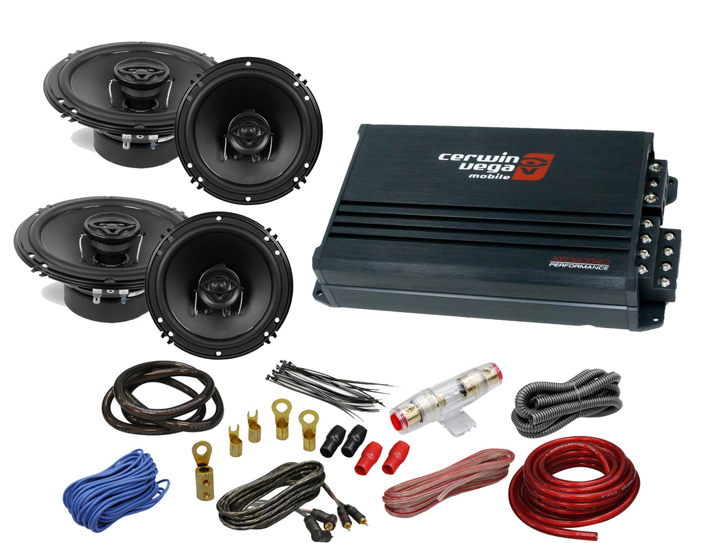 Cerwin Vega XED6004D 500W MAX 4 Channel Car Micro Compact Amplifier & 4 X XED-62+6.5" Speaker + Absolute KIT4 4 Gauge Amp Kit