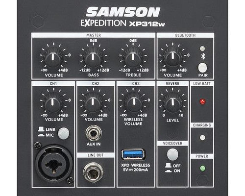 Samson SAXP312W-K Rechargeable Portable PA with Handheld Wireless System and Bluetooth