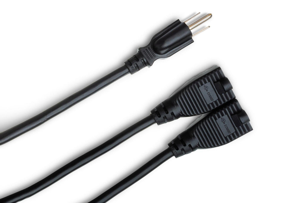 Hosa YAC-407 18-gauge NEMA 5-15P to Dual NEMA 5-15R Power Y Cable