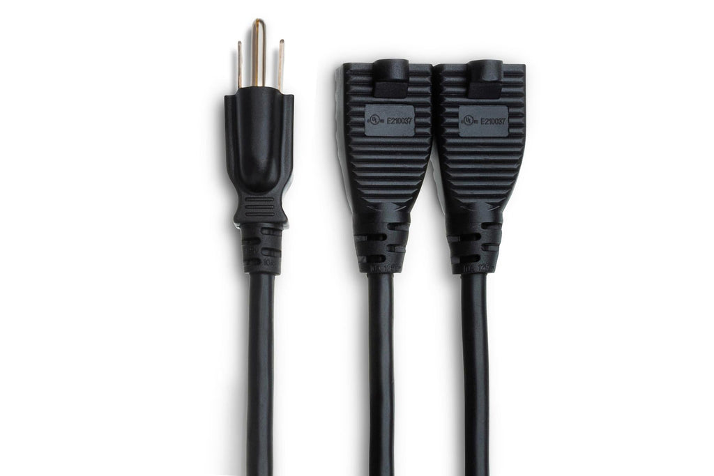 Hosa YAC-407 18-gauge NEMA 5-15P to Dual NEMA 5-15R Power Y Cable