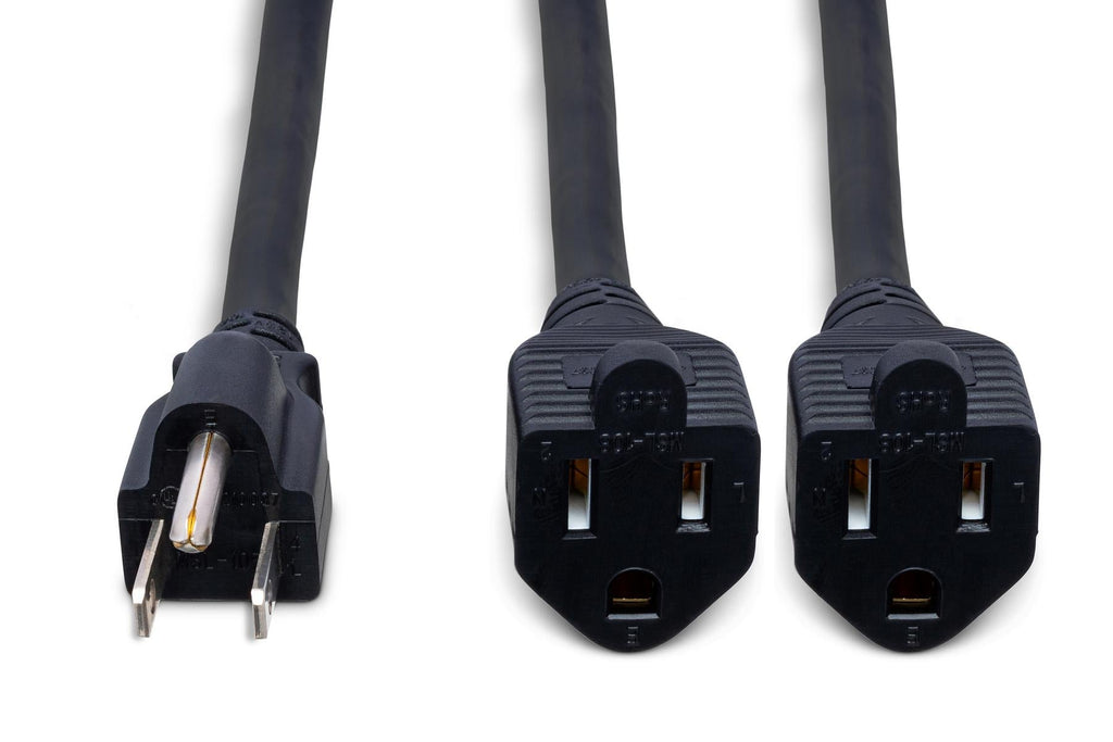 Hosa YAC-407 18-gauge NEMA 5-15P to Dual NEMA 5-15R Power Y Cable