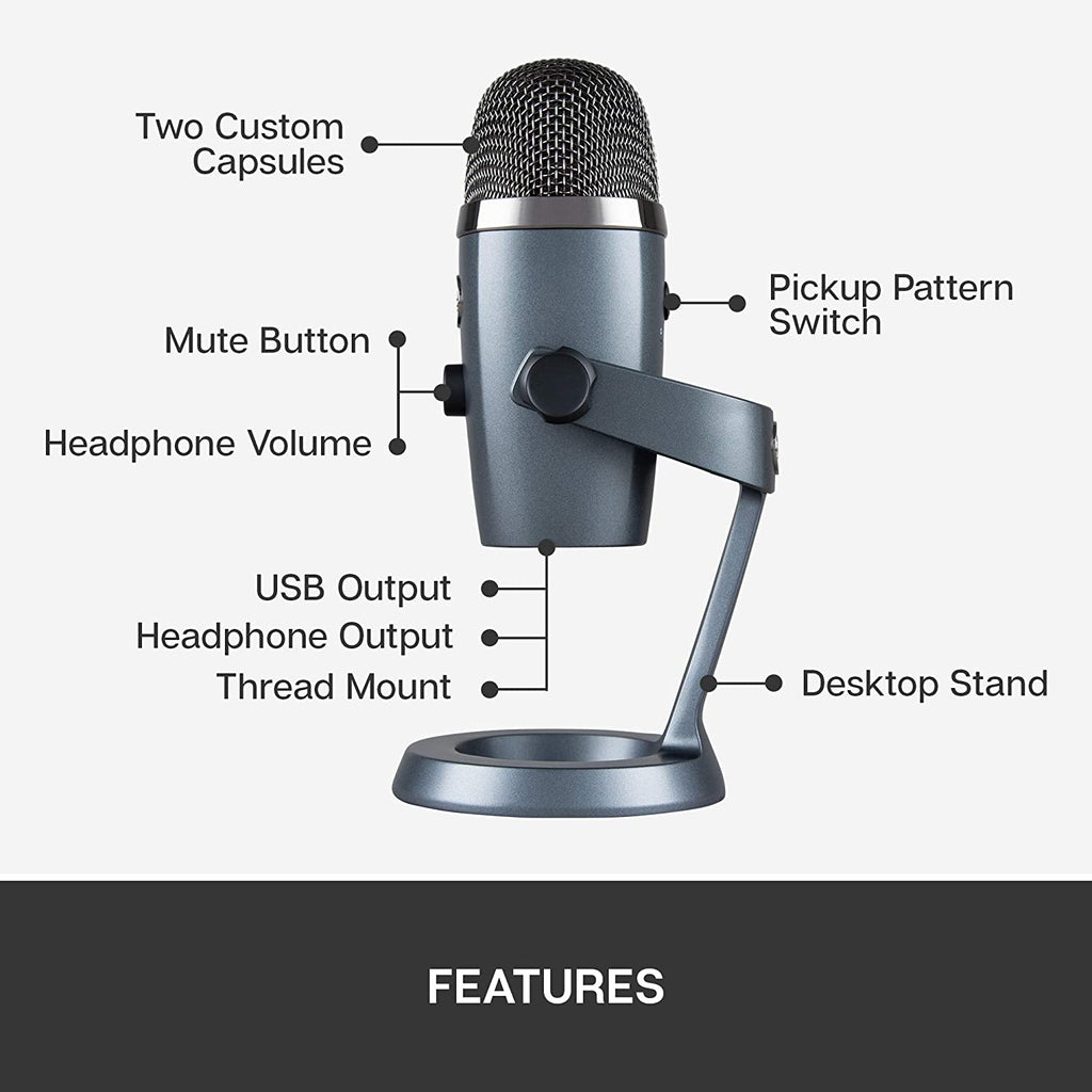 BLUE Yeti Nano Premium Dual-Pattern USB Microphone with Blue VO!CE