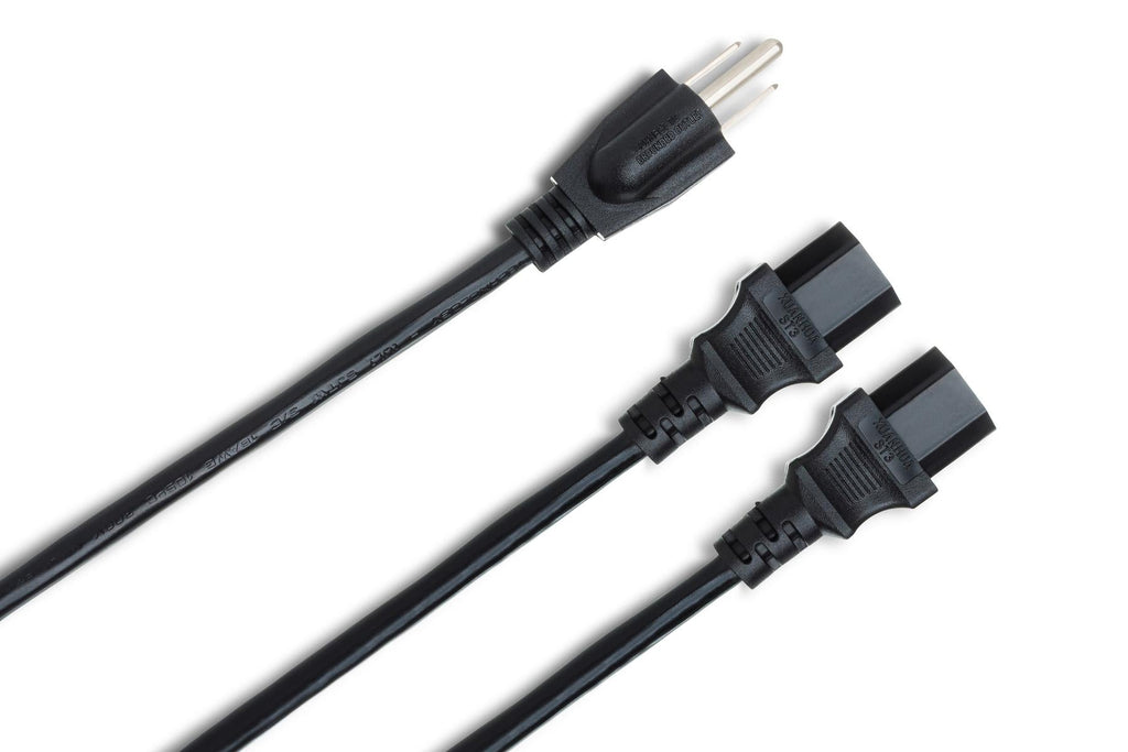 Hosa YIE-406 NEMA 5-15P to Dual IEC C13 Power Y Cable - 1.5 foot
