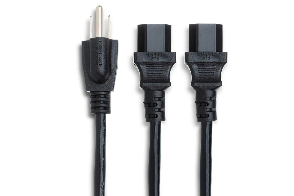 Hosa YIE-406 NEMA 5-15P to Dual IEC C13 Power Y Cable - 1.5 foot