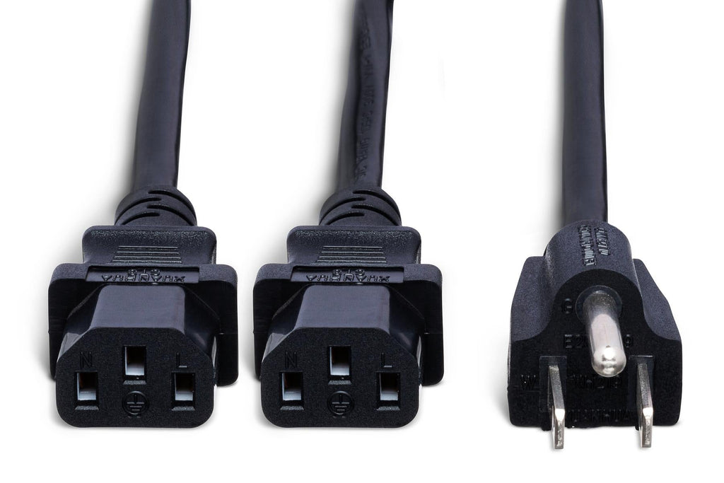 Hosa YIE-406 NEMA 5-15P to Dual IEC C13 Power Y Cable - 1.5 foot
