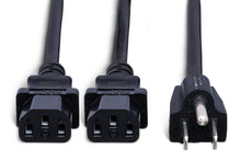 Load image into Gallery viewer, Hosa YIE-406 NEMA 5-15P to Dual IEC C13 Power Y Cable - 1.5 foot