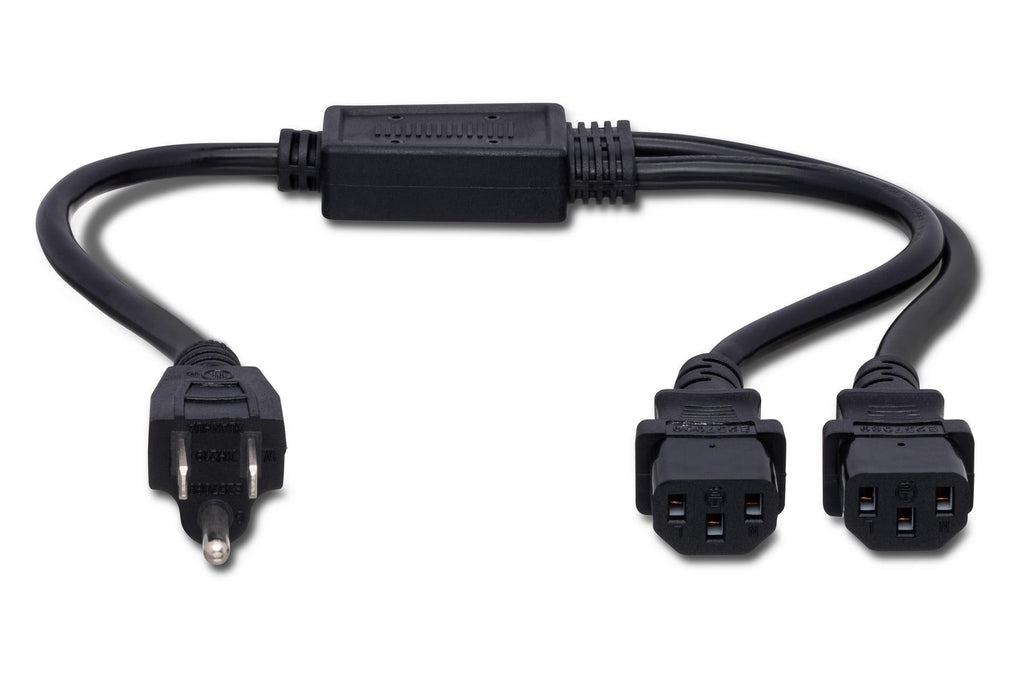 Hosa YIE-406 NEMA 5-15P to Dual IEC C13 Power Y Cable - 1.5 foot