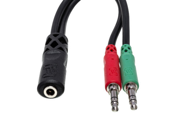 Hosa YMM-107 3.5mm TRRSF to Dual 3.5mm TRS Headset/Mic Breakout Cable