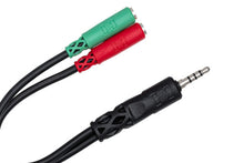 Charger l'image dans la galerie, Hosa YMM-108 Headset/Mic Breakout Cable, 3.5 mm TRRS to Dual 3.5 mm TRSF