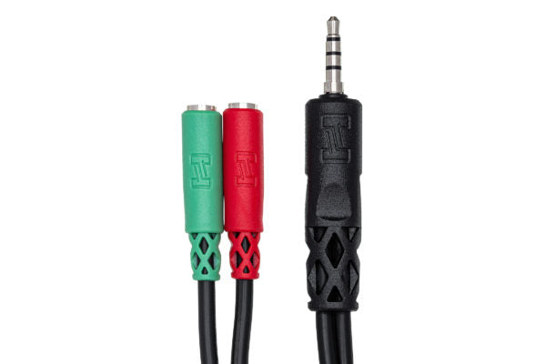 Hosa YMM-108 Headset/Mic Breakout Cable, 3.5 mm TRRS to Dual 3.5 mm TRSF