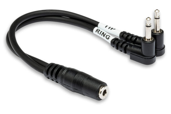 Hosa YMM-492 3.5mm TRS Female to Dual 3.5mm TS Male Air Travel Headphone Adaptor