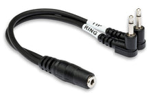 Charger l'image dans la galerie, Hosa YMM-492 3.5mm TRS Female to Dual 3.5mm TS Male Air Travel Headphone Adaptor