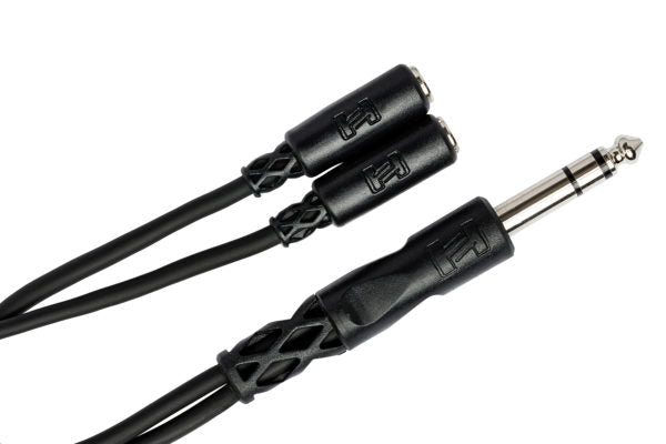 Hosa YMP-234 Y Cable - 1/4 inch TRS Male to Dual 3.5mm TRS Female