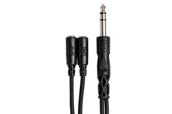 Hosa YMP-234 Y Cable - 1/4 inch TRS Male to Dual 3.5mm TRS Female
