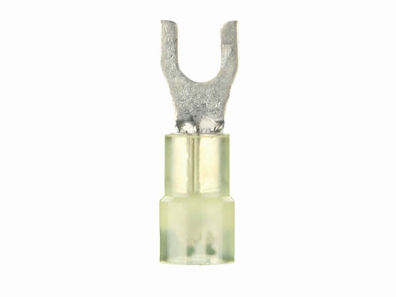 Install Bay YNST10 Yellow Nylon Spade Terminal 12-10 Gauge #10 Package of 100