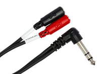 Load image into Gallery viewer, Hosa YPM-523 Stereo Breakout Cable - Right-Angle 1/4-inch TRS Male to Dual 3.5mm TRS Female