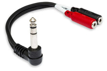 Load image into Gallery viewer, Hosa YPM-523 Stereo Breakout Cable - Right-Angle 1/4-inch TRS Male to Dual 3.5mm TRS Female