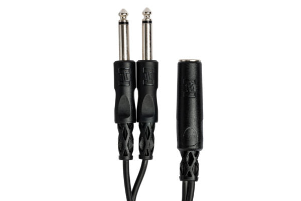 Hosa YPP-106 Y Cable - 1/4 inch TS Female to Dual 1/4 inch TS Male