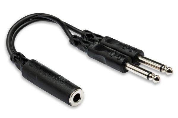 Hosa YPP-106 Y Cable - 1/4 inch TS Female to Dual 1/4 inch TS Male