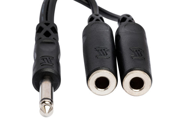 Hosa YPP-111 Y Cable - 1/4 inch TS Male to Dual 1/4 inch TS Female