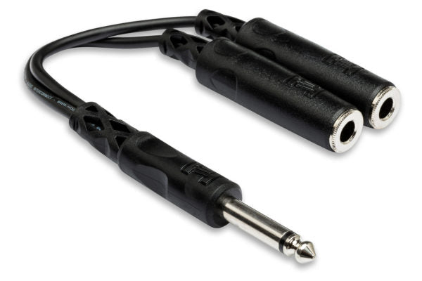 Hosa YPP-111 Y Cable - 1/4 inch TS Male to Dual 1/4 inch TS Female