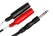 Load image into Gallery viewer, Hosa YPP-117 Stereo Breakout Cable - 1/4 inch TRS Male to Left and Right 1/4 inch TS Female