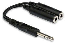 Load image into Gallery viewer, Hosa YPP-118 Y Cable - 1/4 inch TRS Male to Dual 1/4 inch TRS Female