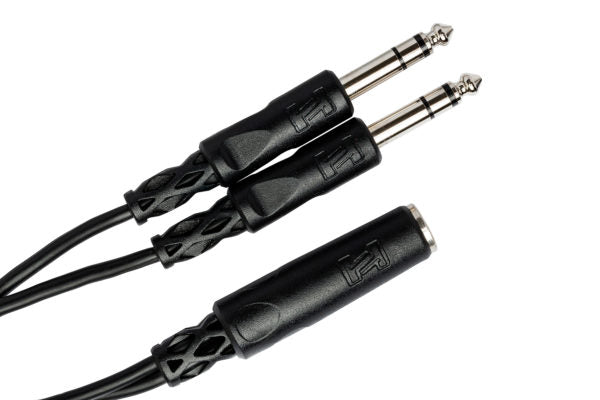 Hosa YPP-308 Y Cable - 1/4 inch TRS Female to Dual 1/4 inch TRS Male
