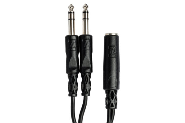 Hosa YPP-308 Y Cable - 1/4 inch TRS Female to Dual 1/4 inch TRS Male